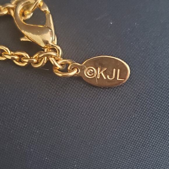 Kenneth J Lane Large Faceted Crystal Heart Necklace Gold Tone Signed KJL - Picture 4 of 9